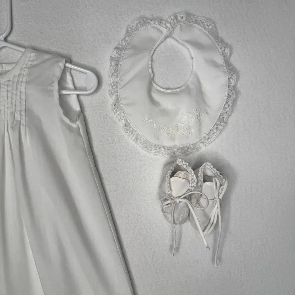 Vintage 1960s Handmade Christening Gown 5 Pc Set Feltman Bros Baby 0-12 Months